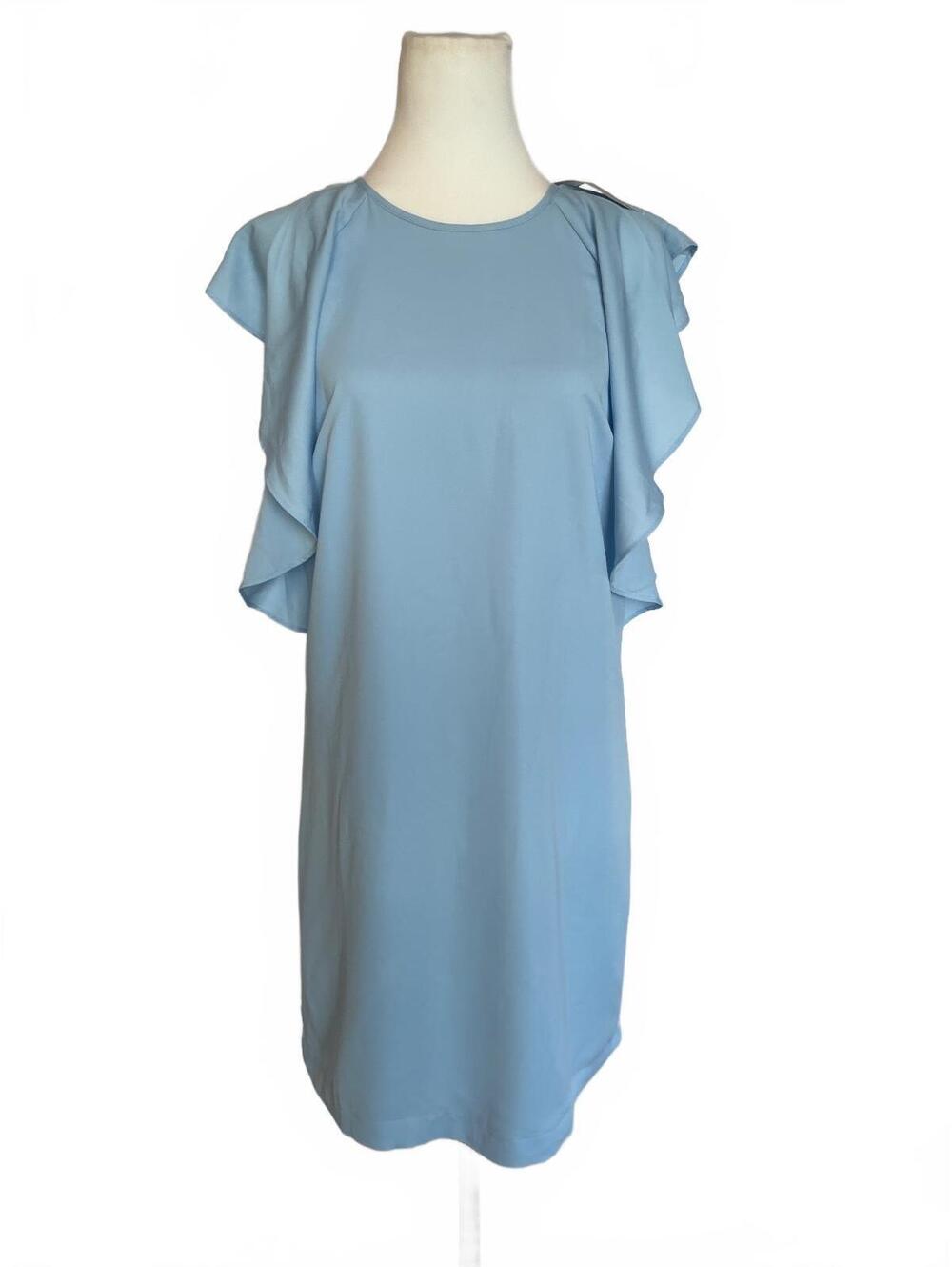 BCBGMAXAZRIA XS Blue Ruffle Shift Dress Angelic Ethereal Fairycore Romantic NWT